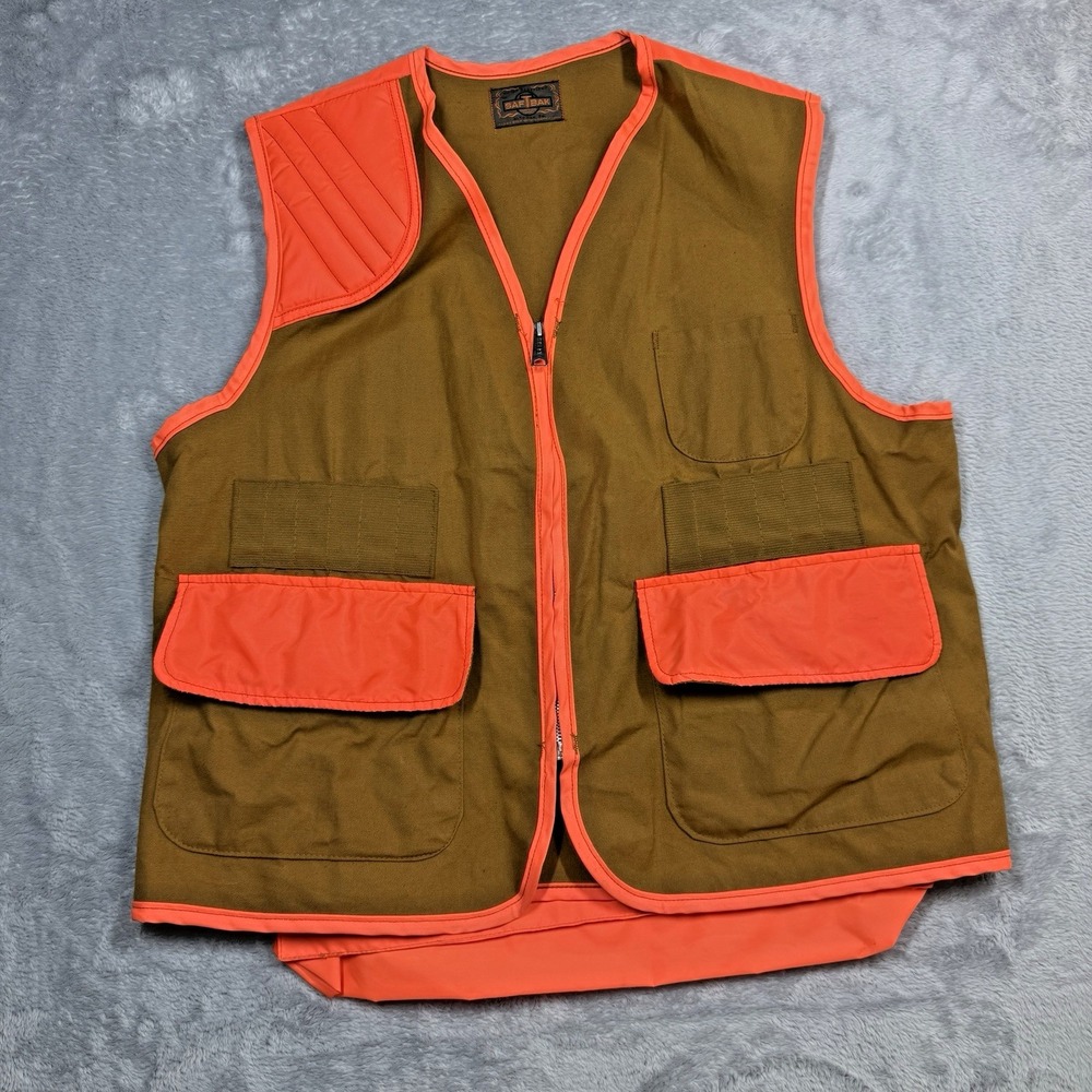 Vtg SafTbak Hunting Vest Men Orange Shooting Shell Holder‎ Duck Canvas Game Bag